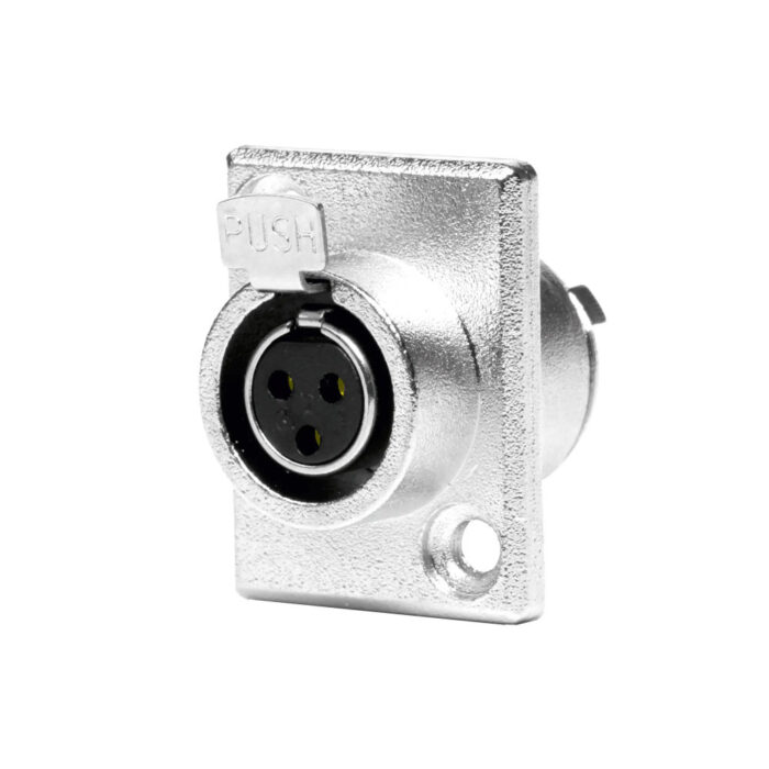 Ficha Mini XLR Fêmea 3 Pinos Chassi
