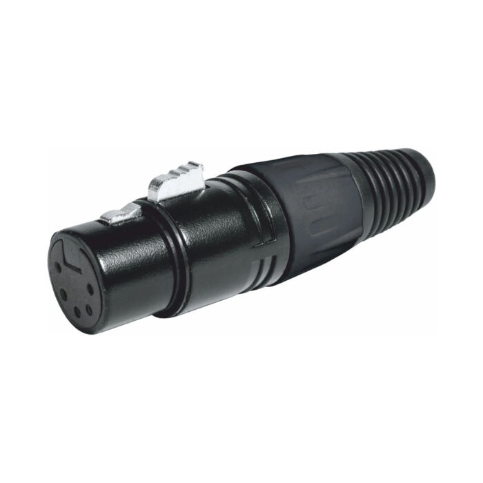 Ficha XLR Fêmea 5 Pinos Metal Preta