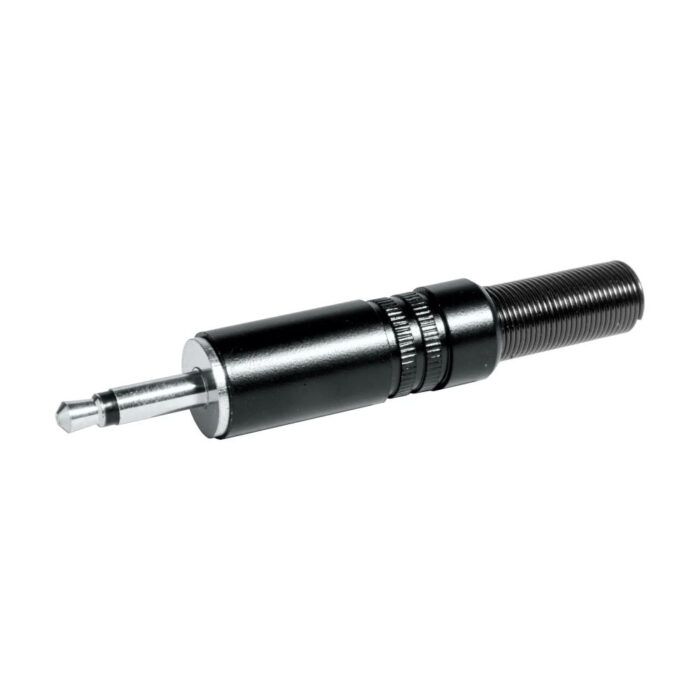 Ficha 3,5 Macho Mono Ø6,5mm Metal - Preta