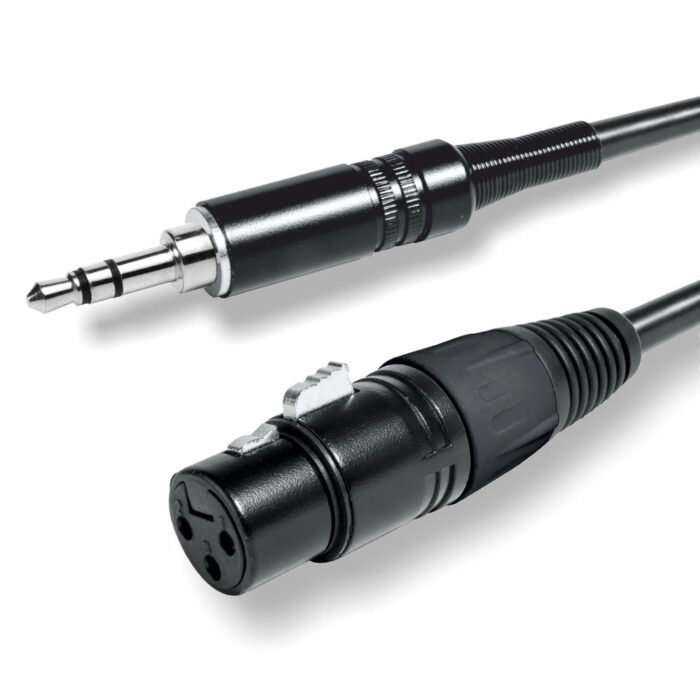 Cabo Profissional Jack 3,5 mm Estéreo para XLR Fêmea – 0,5m