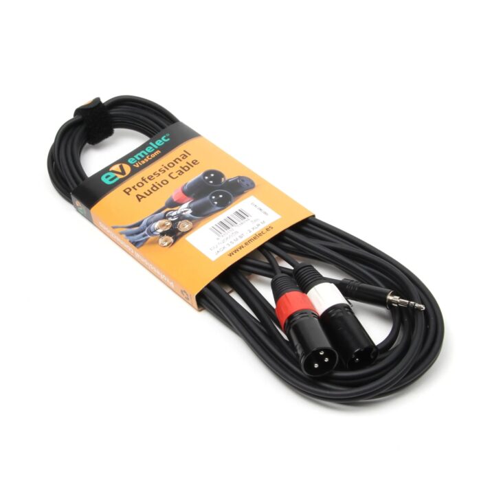 Cabo Profissional 2x XLR Macho para Jack 3,5 mm Stereo – 5m - Image 2