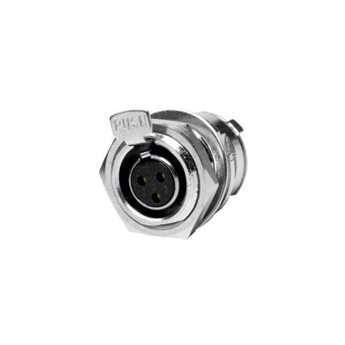 Ficha Mini XLR Fêmea 3 Pinos Chassi - Rosca
