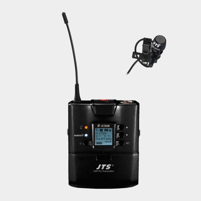Emissor Bodypack Sem Fios UHF com Microfone de Lapela