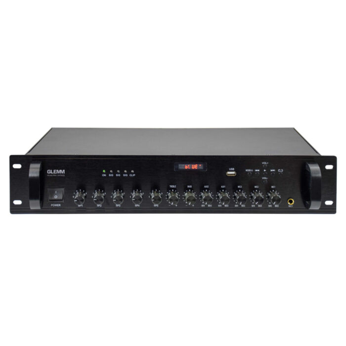 Amplificador Audio de 100V com 110W - 3 Zonas