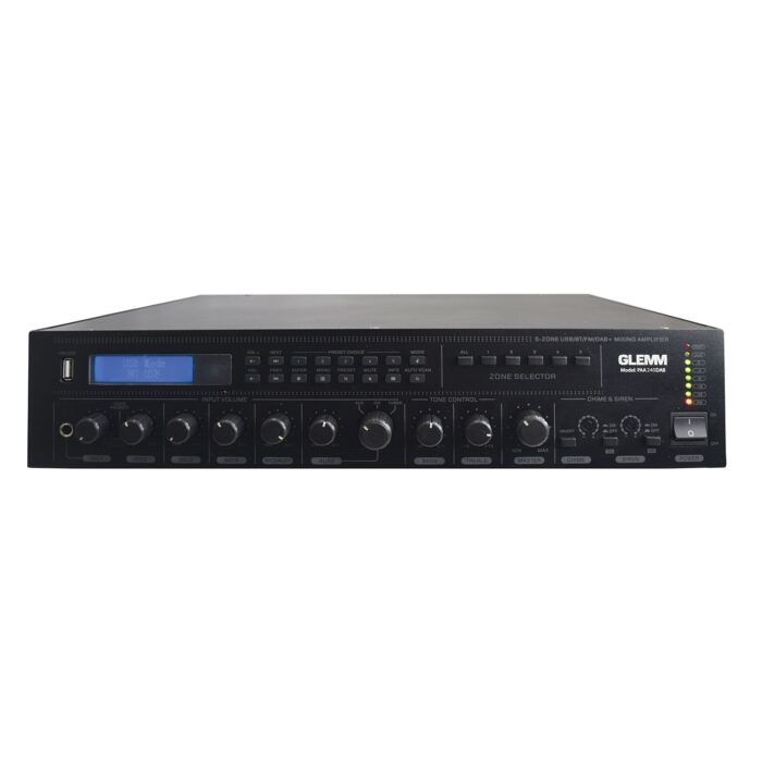 Amplificador Audio com 100V e 240W DAB - 5 Zonas