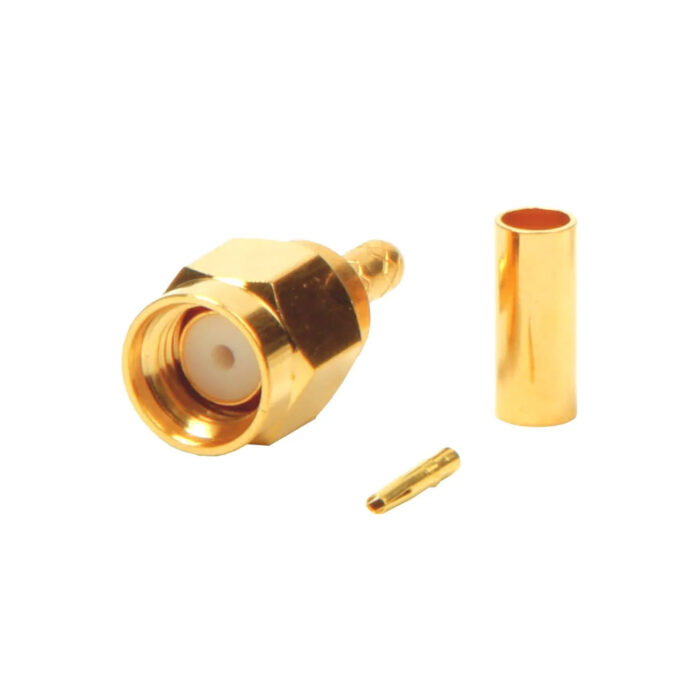 Ficha SMA Macho Cravar 50Ohm - Dourado
