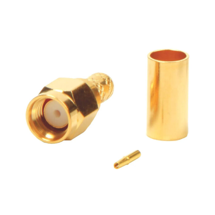 Ficha SMA Macho Cravar 50Ohm - Dourado