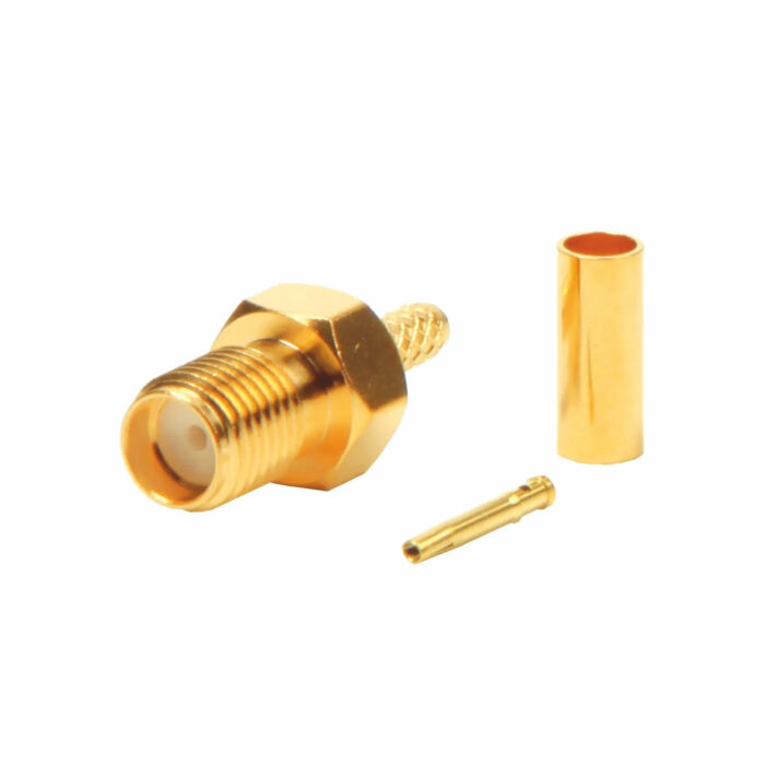 Ficha SMA Macho Cravar 50Ohm - Dourado