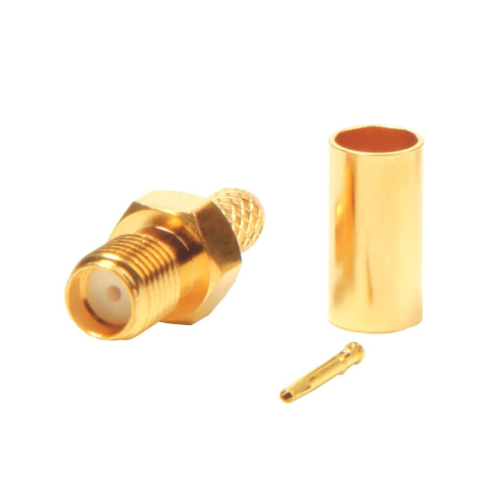 Ficha SMA Macho Cravar 50Ohm - Dourado
