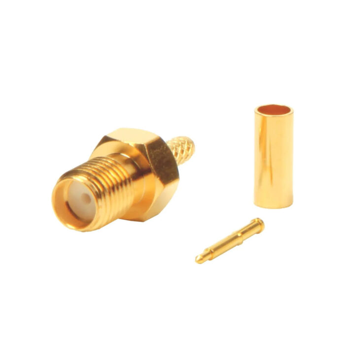 Ficha SMA Macho Cravar 50Ohm - Dourado