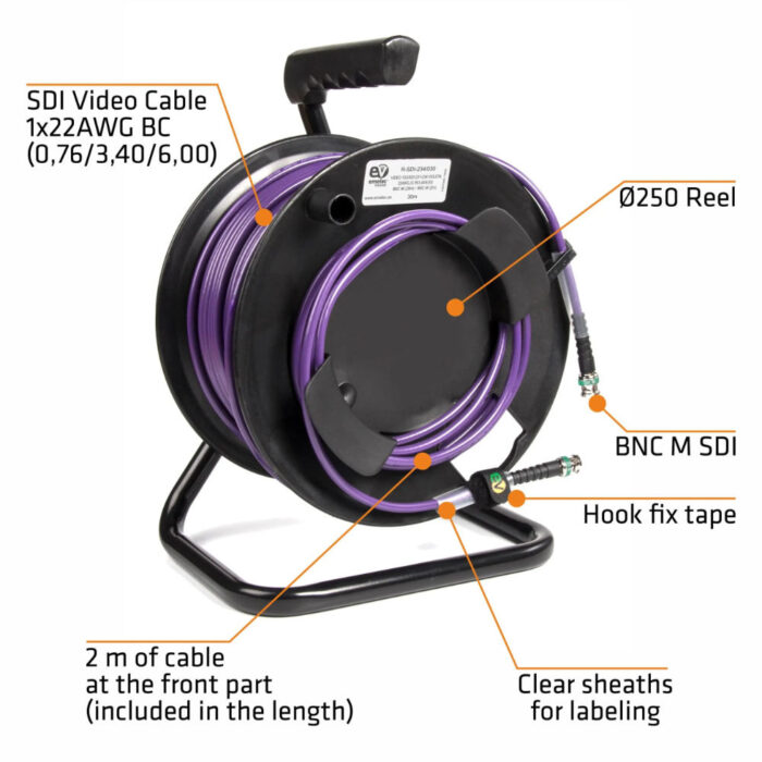 Cabo Vídeo SDI 4K-UHD 50mt c/ Enrolador Ø250mm - Violeta - Image 2
