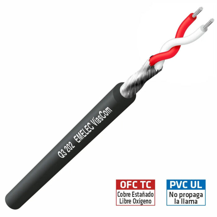 Cabo Microfone Ø6mm 2 Cond.+ Malha Preto 100mt